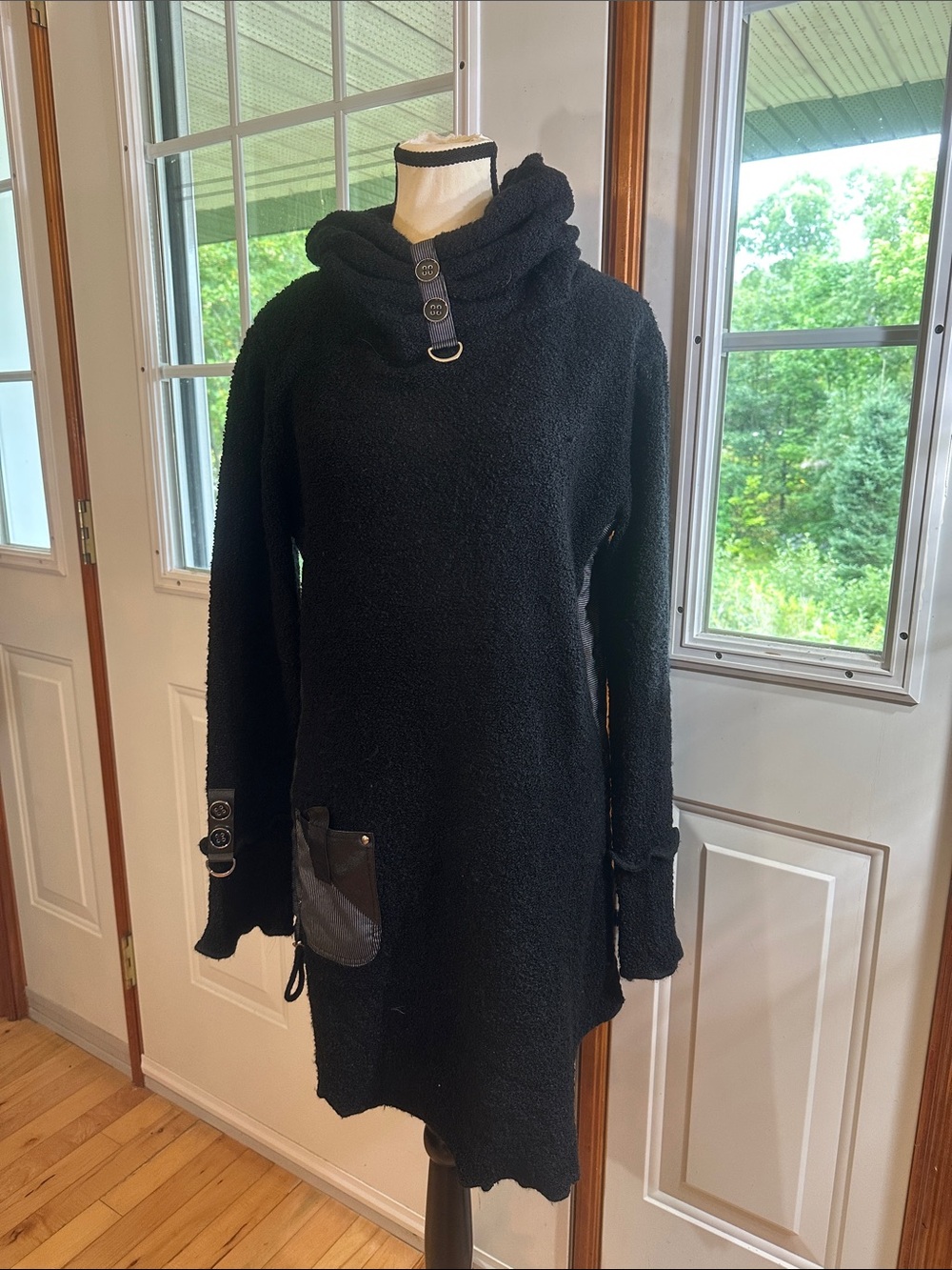 Papa Vanvouver Black Cozy Funnel-Neck Women's Sweater Dress